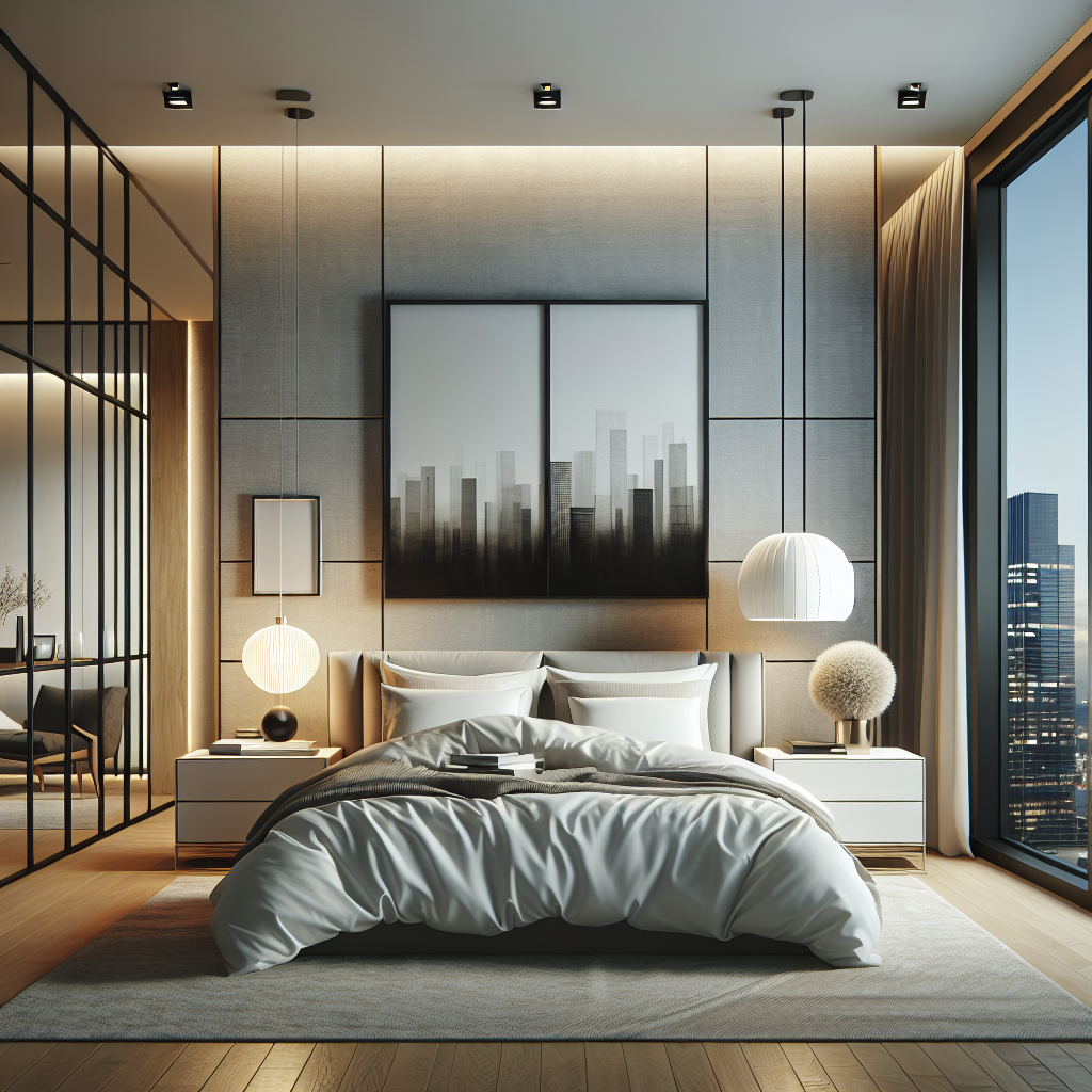 AI-generated image for: a realistic modern bedroom, cinematic