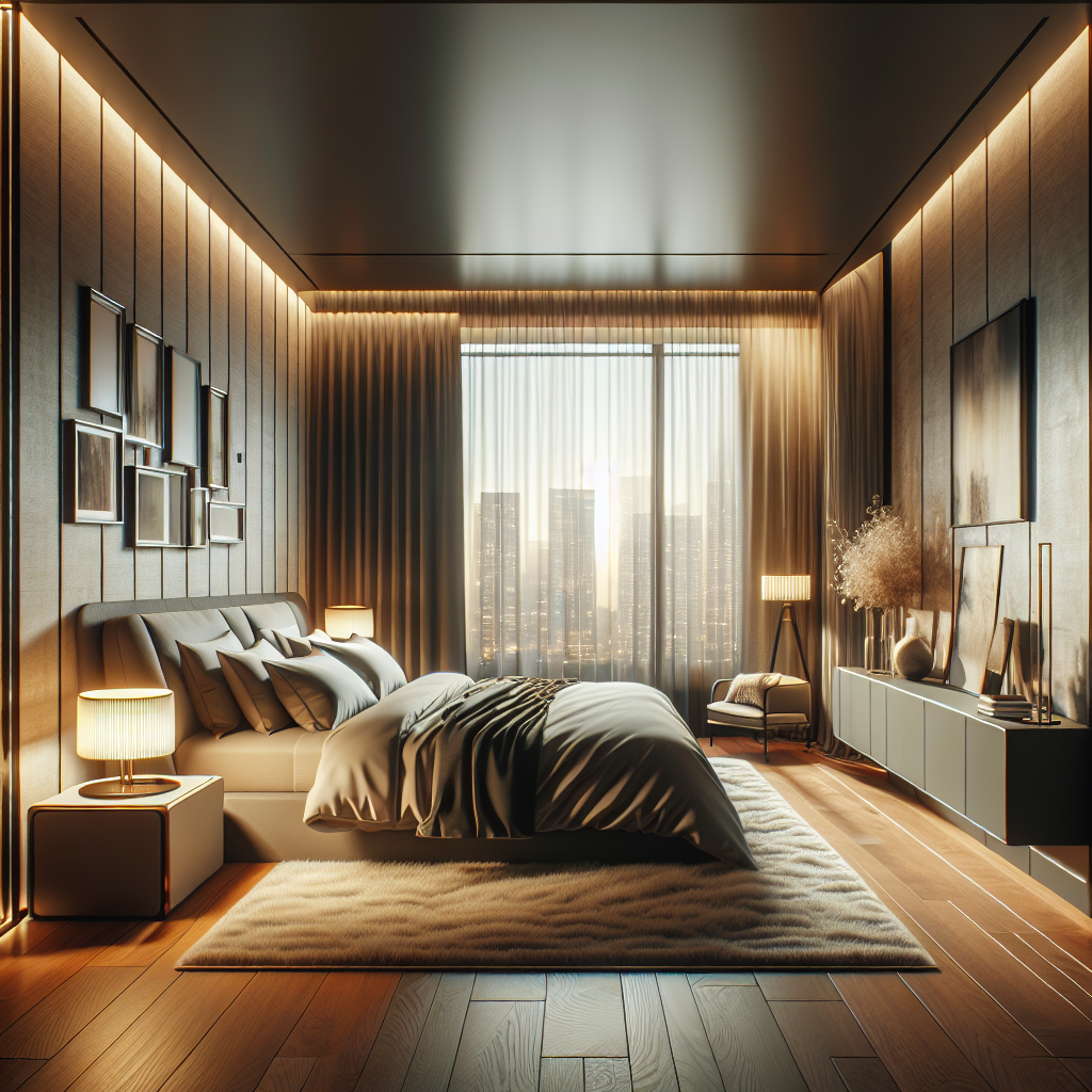 AI-generated image for: a realistic modern bedroom, cinematic