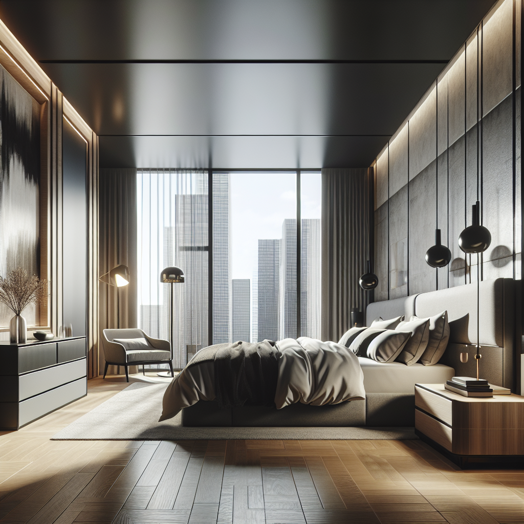 AI-generated image for: a realistic modern bedroom, cinematic