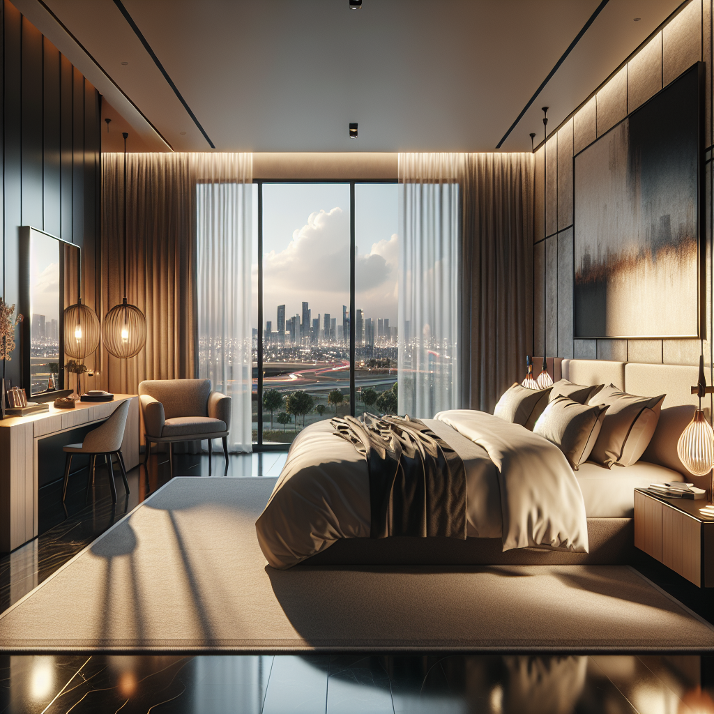 AI-generated image for: a realistic modern bedroom, cinematic