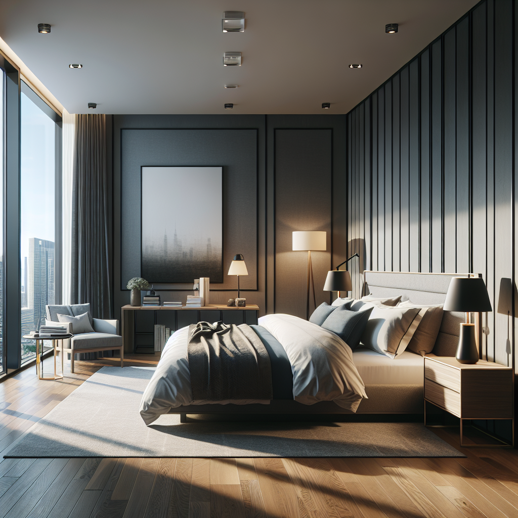 AI-generated image for: a realistic modern bedroom, cinematic