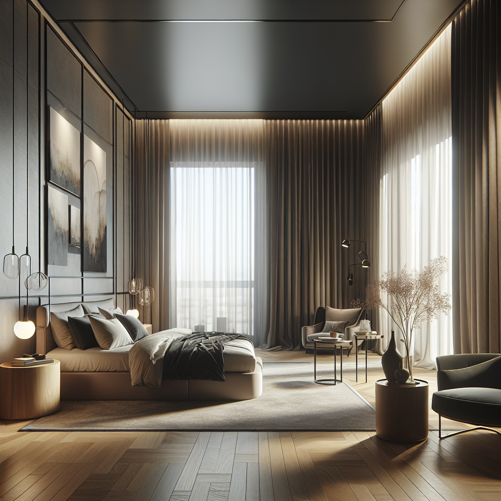 AI-generated image for: a realistic modern bedroom, cinematic