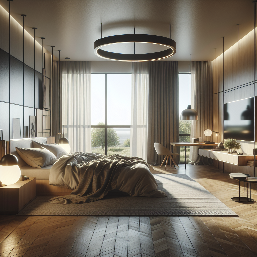 AI-generated image for: a realistic modern bedroom, cinematic