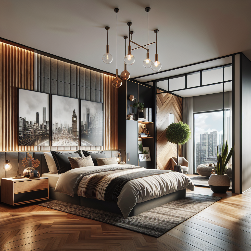 AI-generated image for: a realistic modern bedroom, cinematic