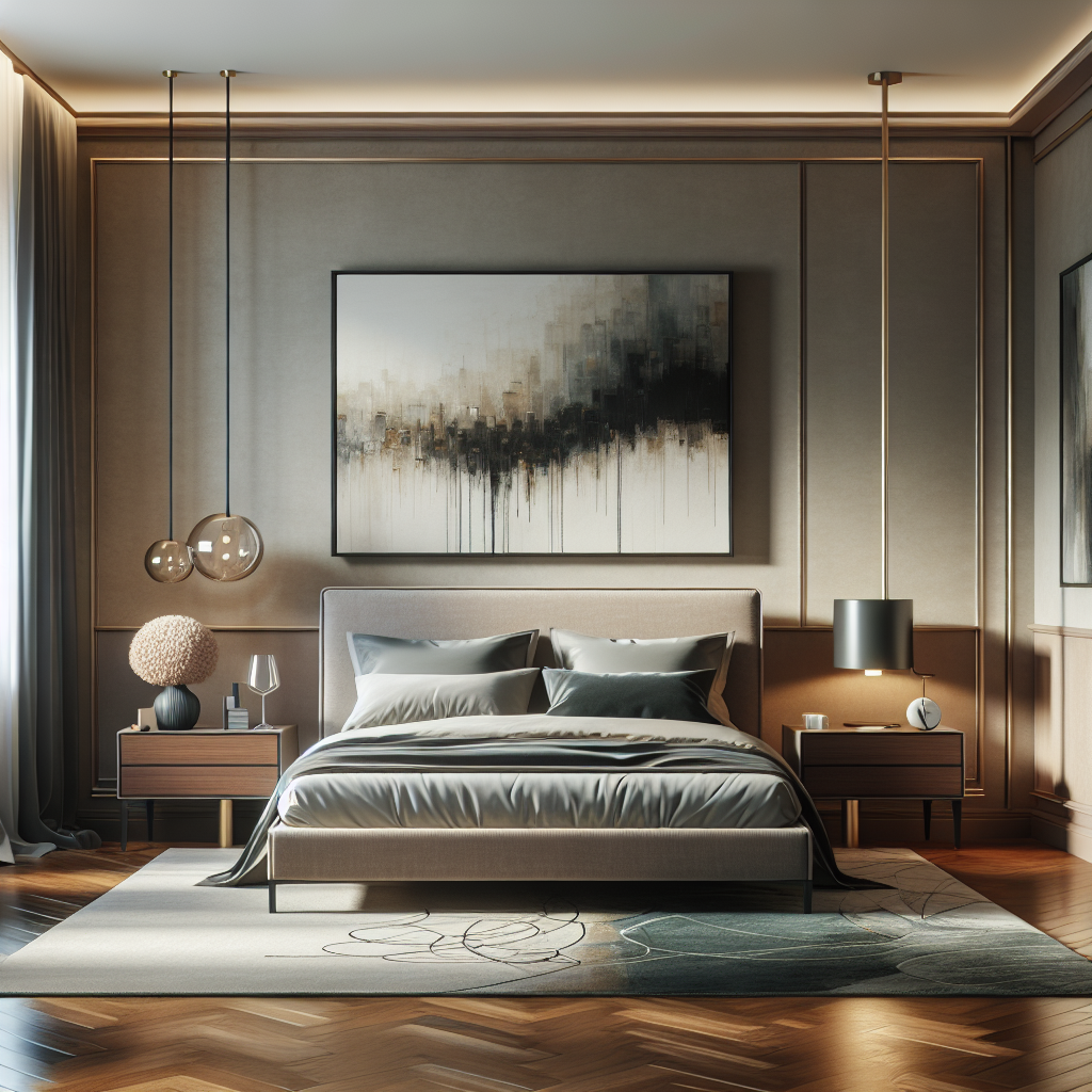 AI-generated image for: a realistic modern bedroom, cinematic