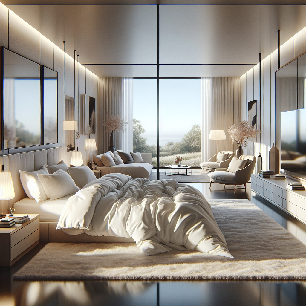 AI-generated image for: a realistic modern bedroom, cinematic