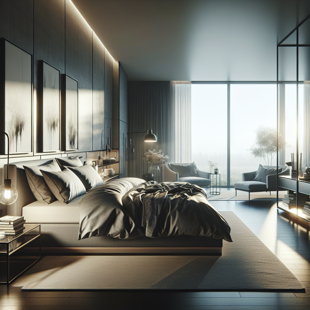 AI-generated image for: a realistic modern bedroom, cinematic