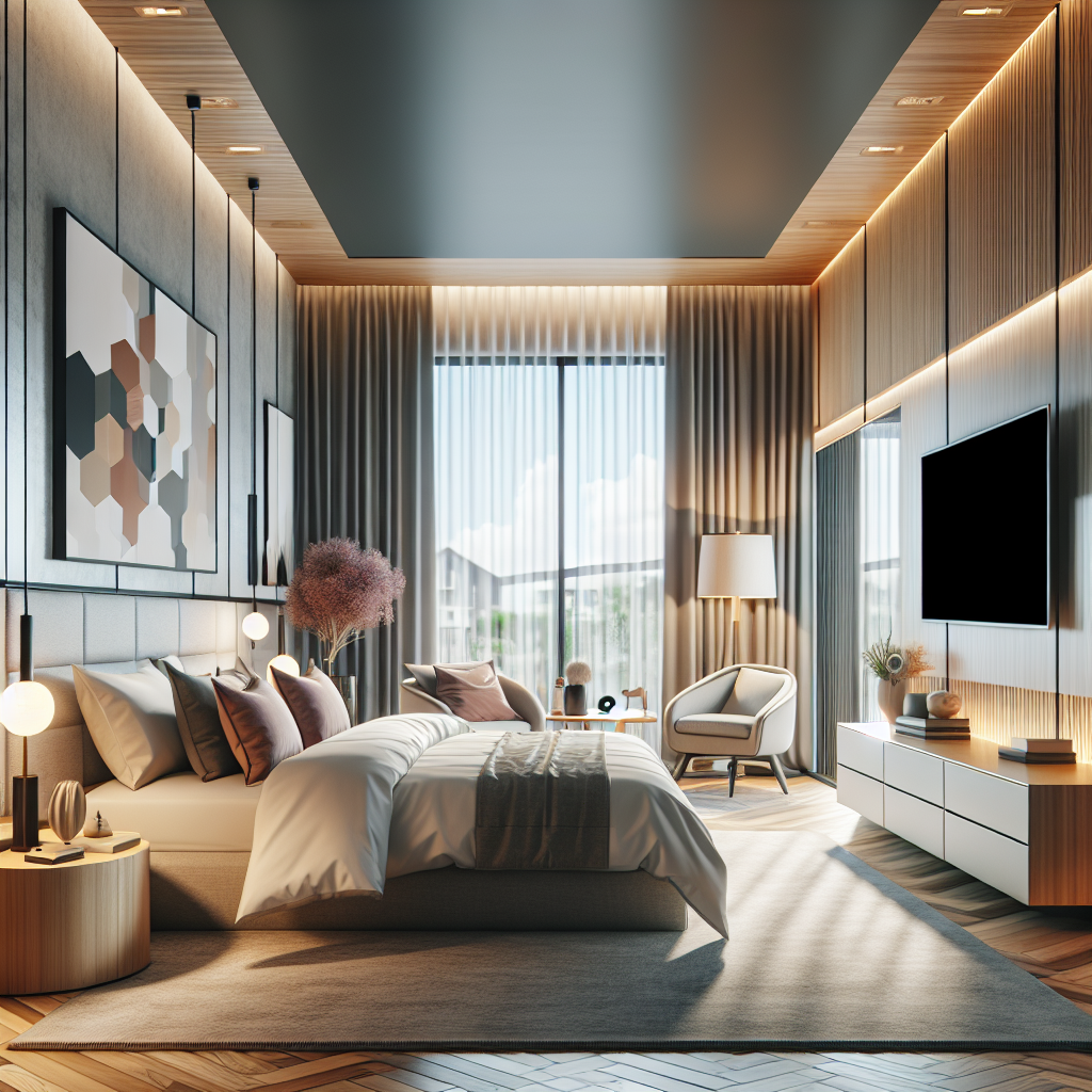 AI-generated image for: a realistic modern bedroom, cinematic