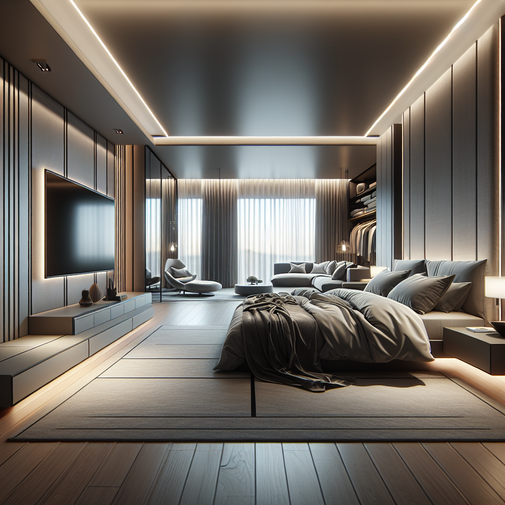 AI-generated image for: a realistic modern bedroom, cinematic