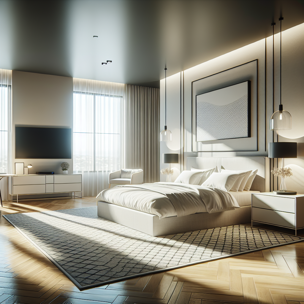 AI-generated image for: a realistic modern bedroom, cinematic