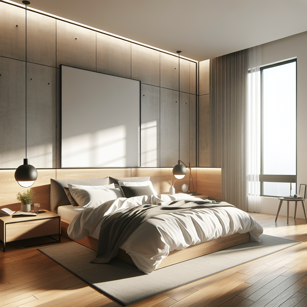 AI-generated image for: a realistic modern bedroom, cinematic