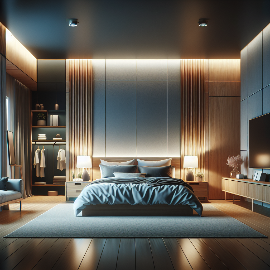 AI-generated image for: a realistic modern bedroom, cinematic