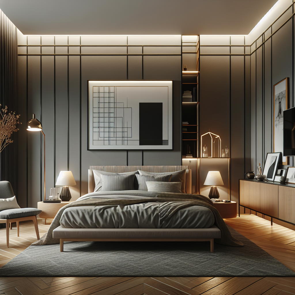 AI-generated image for: a realistic modern bedroom, cinematic