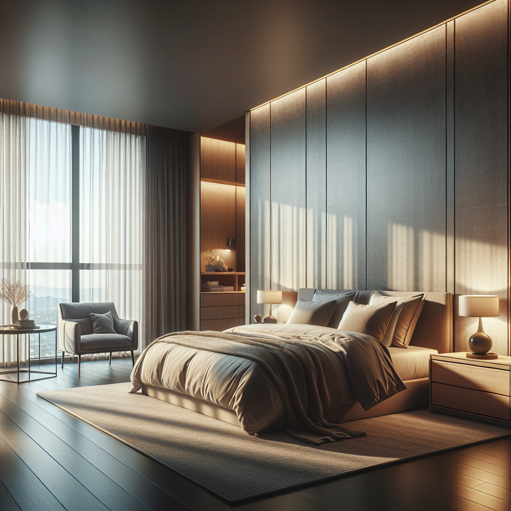 AI-generated image for: a realistic modern bedroom, cinematic