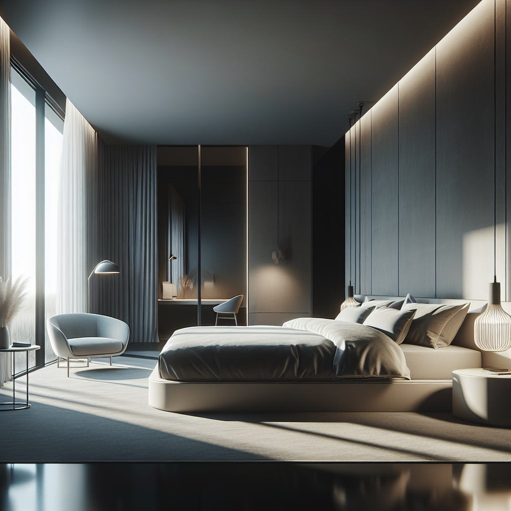 AI-generated image for: a realistic modern bedroom, cinematic