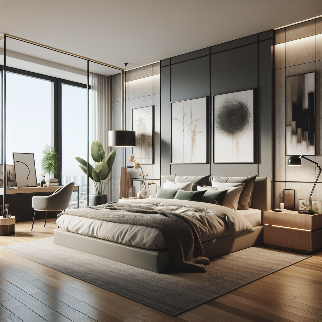 AI-generated image for: a realistic modern bedroom, cinematic