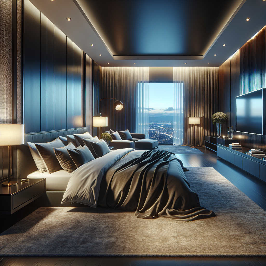 AI-generated image for: a realistic modern bedroom, cinematic