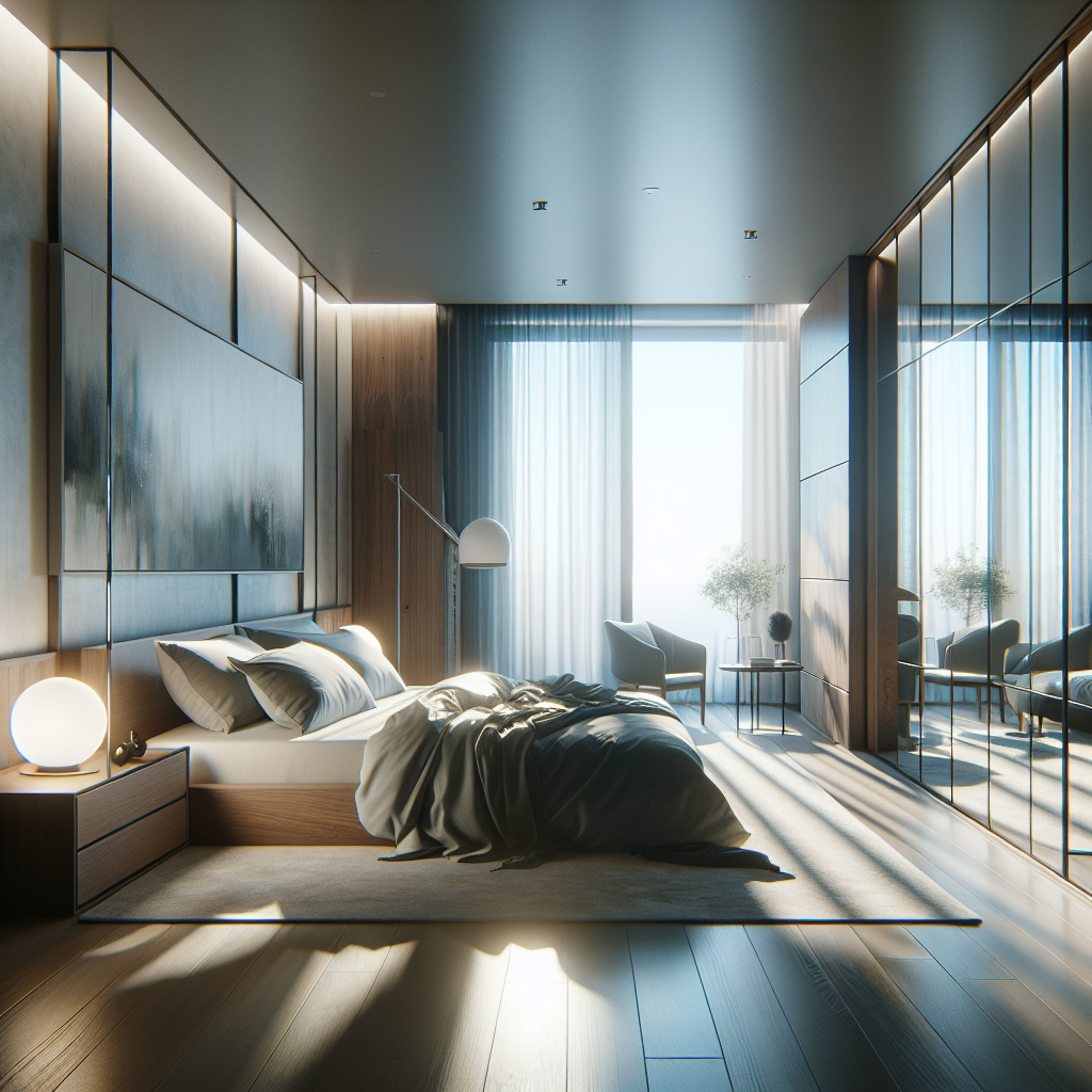 AI-generated image for: a realistic modern bedroom, cinematic