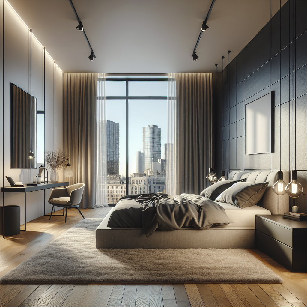 AI-generated image for: a realistic modern bedroom, cinematic