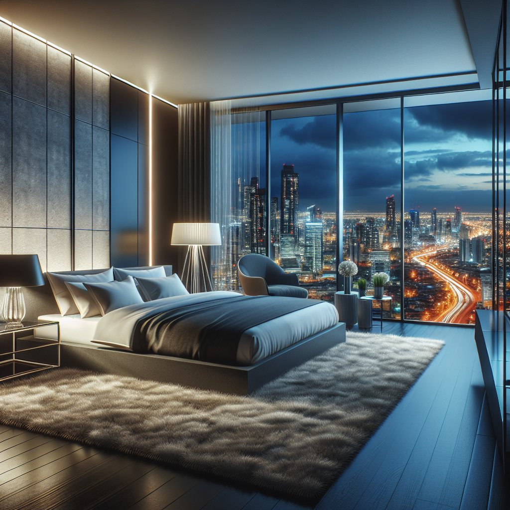 AI-generated image for: a realistic modern bedroom, cinematic