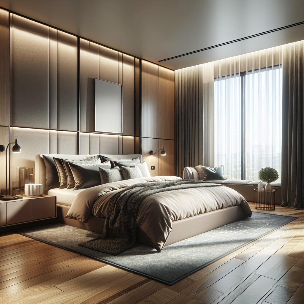 AI-generated image for: a realistic modern bedroom, cinematic