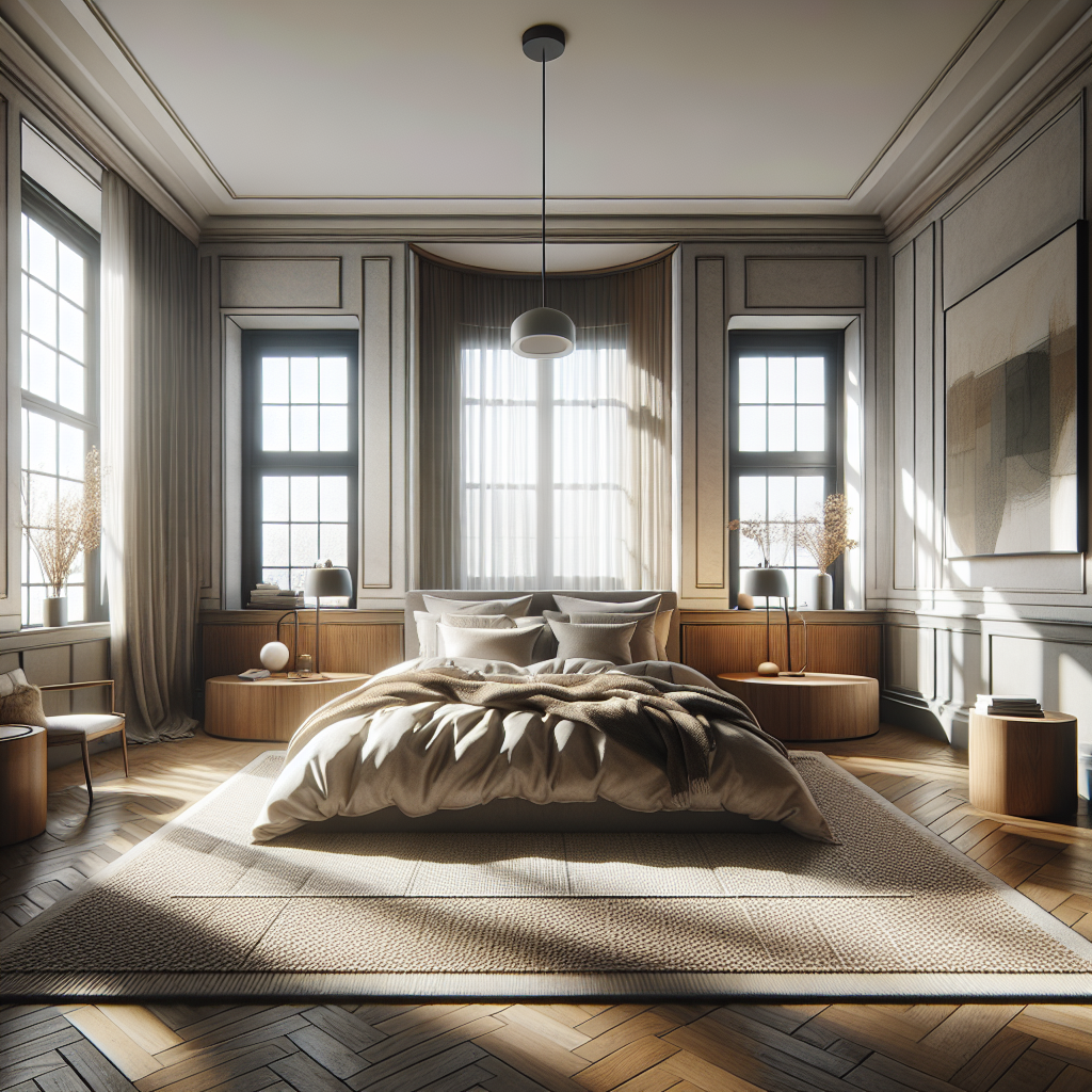 AI-generated image for: a realistic modern bedroom, cinematic