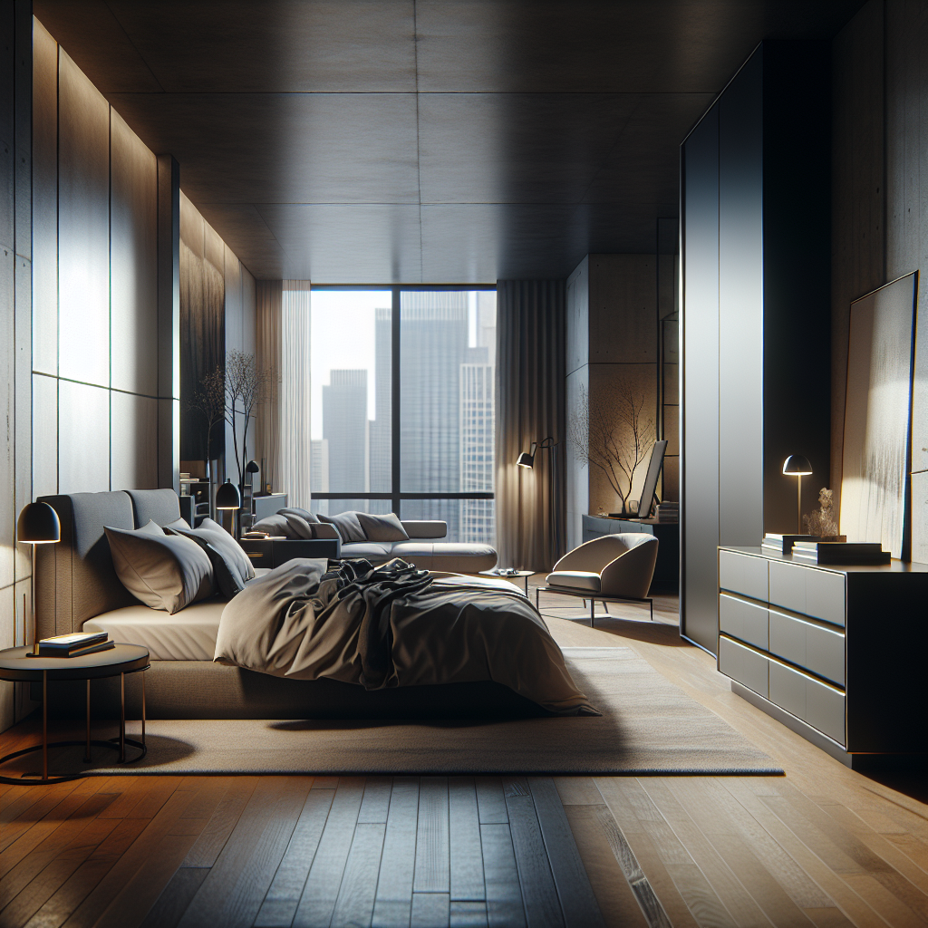 AI-generated image for: a realistic modern bedroom, cinematic