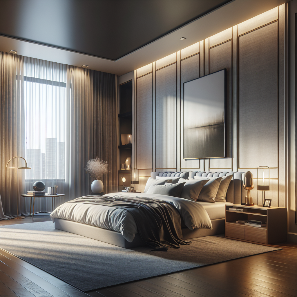 AI-generated image for: a realistic modern bedroom, cinematic