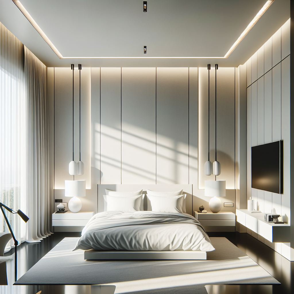 AI-generated image for: a realistic modern bedroom, cinematic