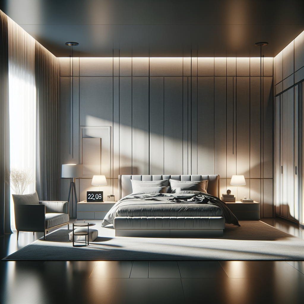 AI-generated image for: a realistic modern bedroom, cinematic