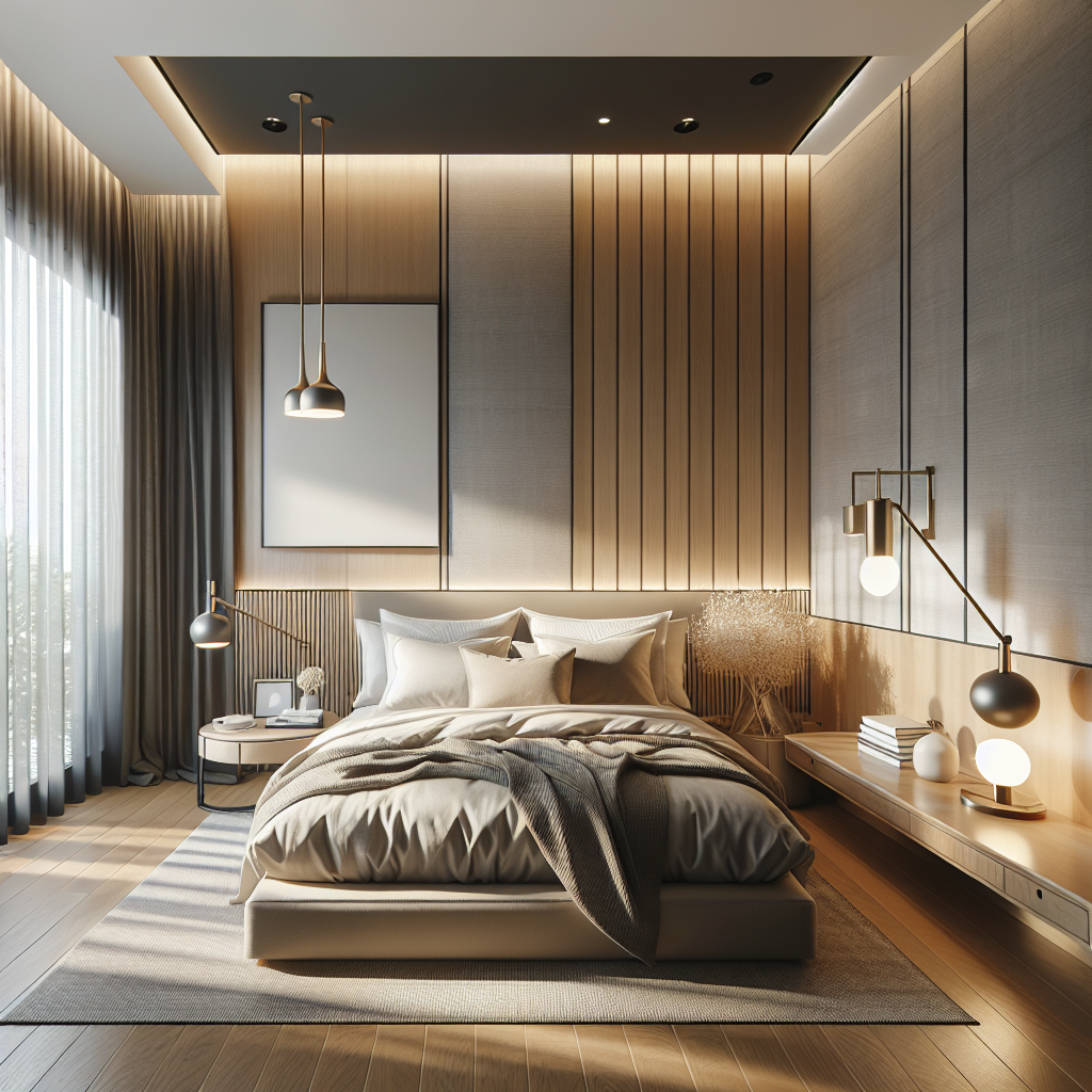 AI-generated image for: a realistic modern bedroom, cinematic