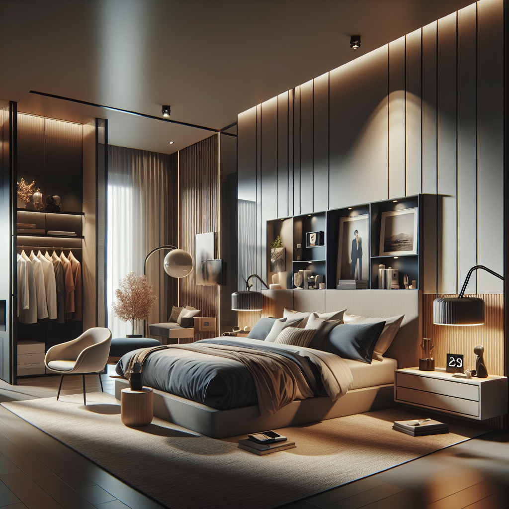 AI-generated image for: a realistic modern bedroom, cinematic