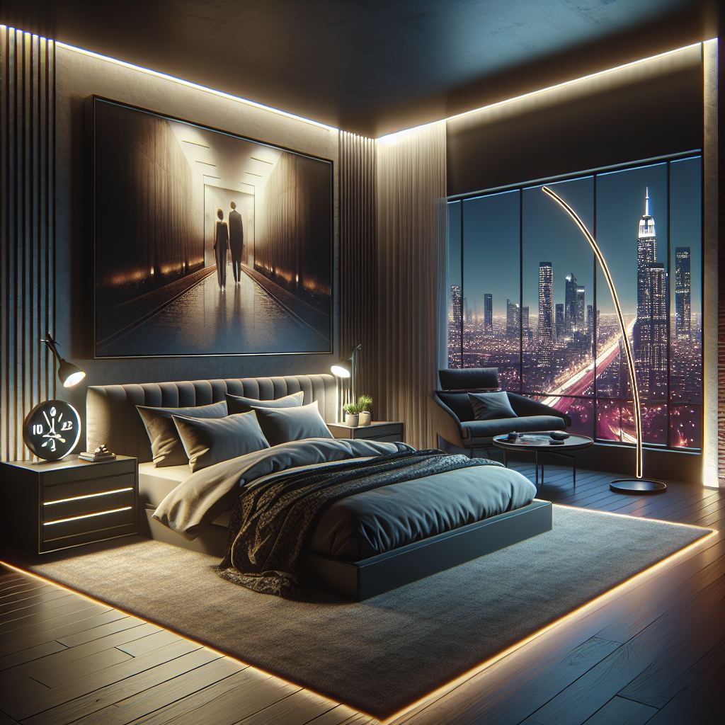 AI-generated image for: a realistic modern bedroom, cinematic