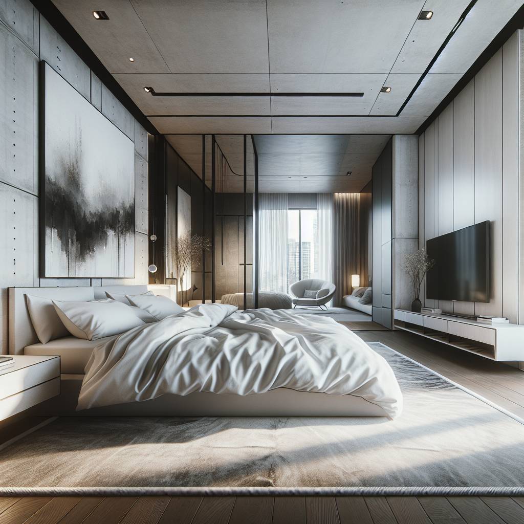 AI-generated image for: a realistic modern bedroom, cinematic