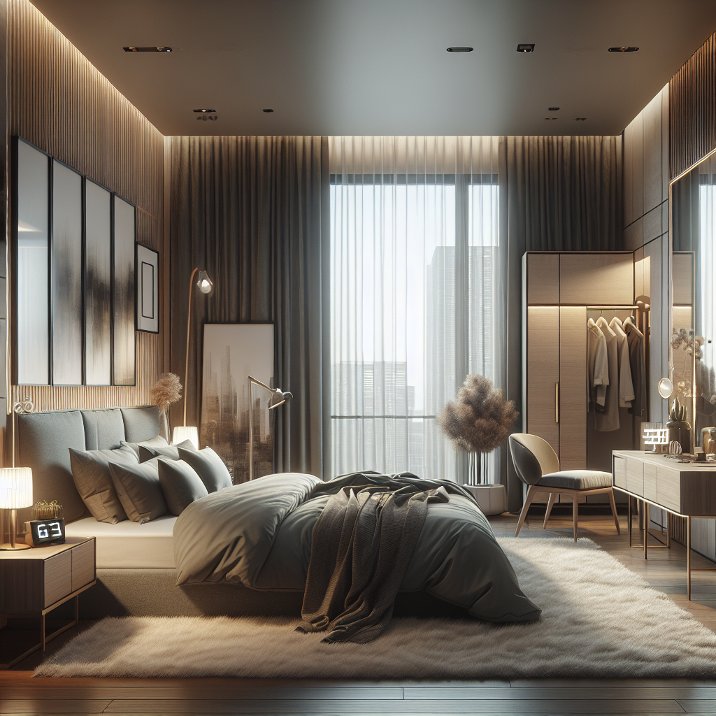 AI-generated image for: a realistic modern bedroom, cinematic