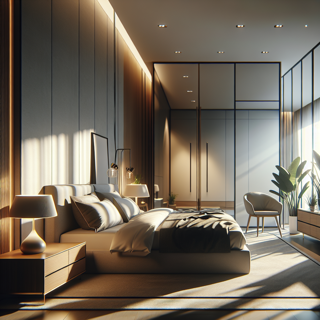 AI-generated image for: a realistic modern bedroom, cinematic