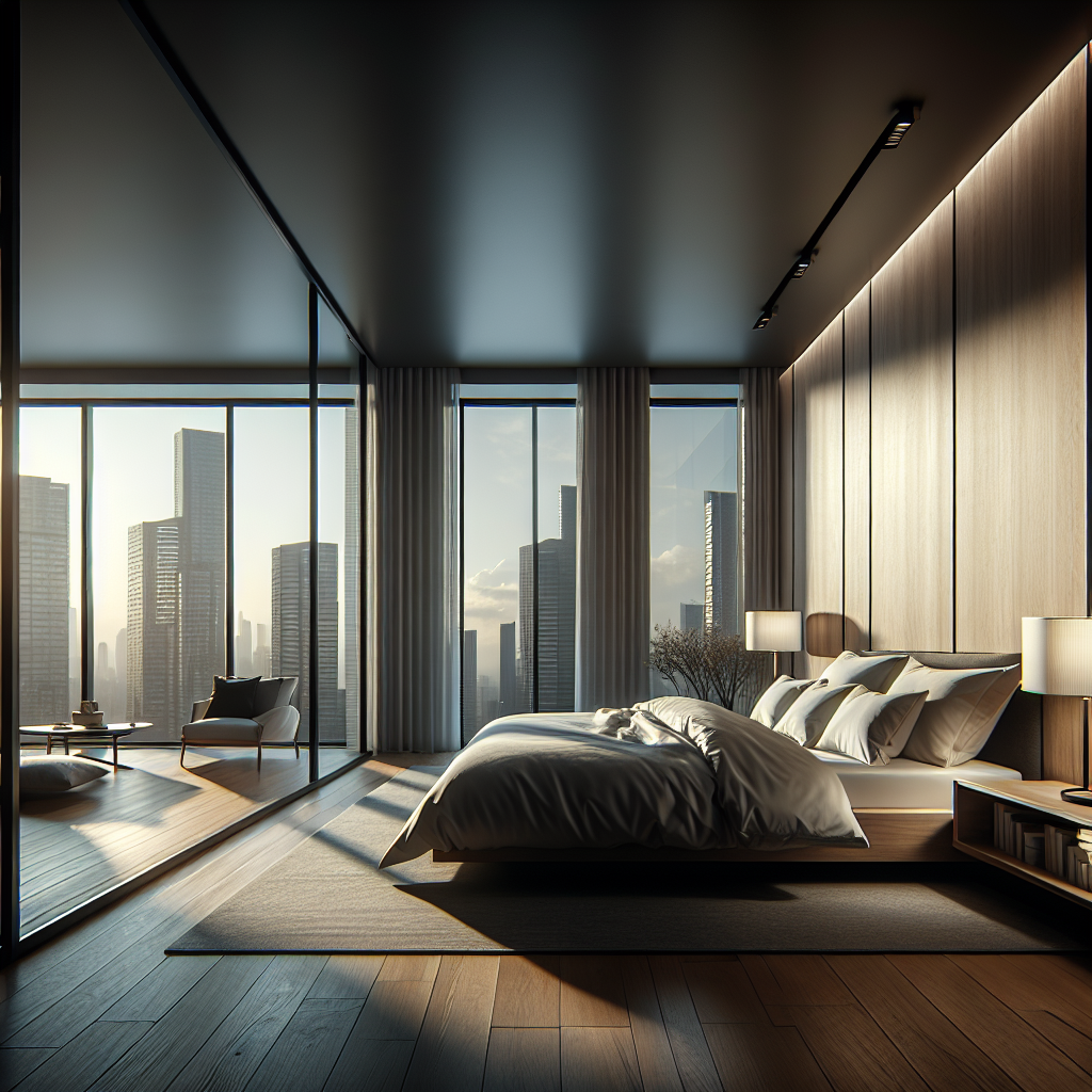 AI-generated image for: a realistic modern bedroom, cinematic