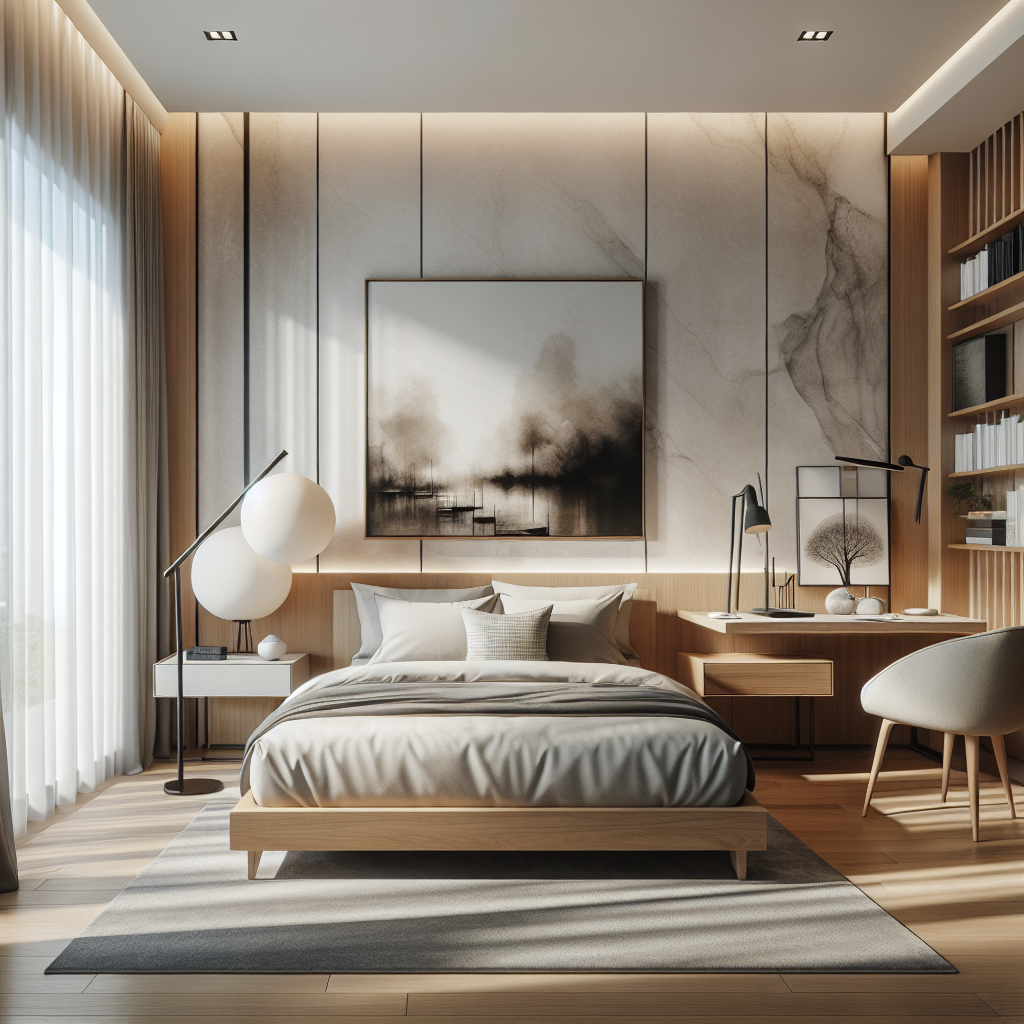 AI-generated image for: a realistic modern bedroom, cinematic