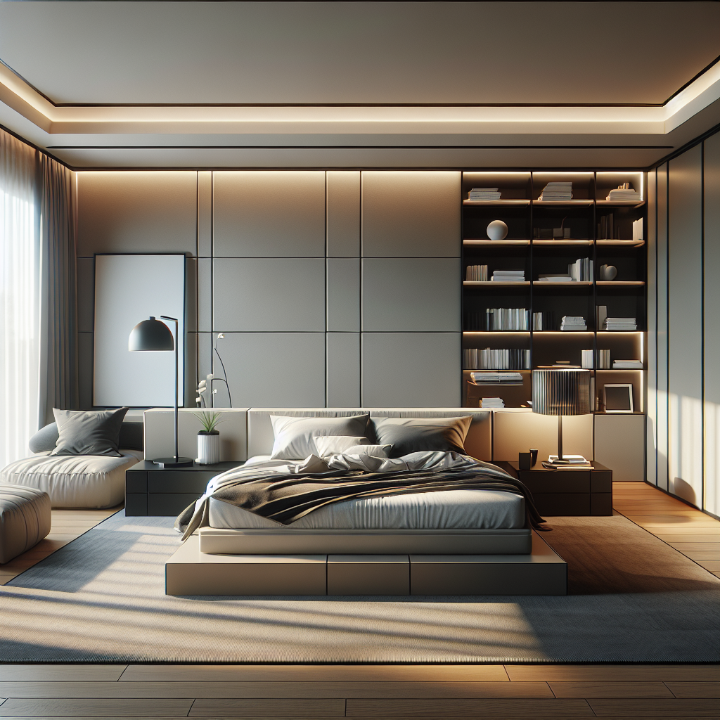 AI-generated image for: a realistic modern bedroom, cinematic