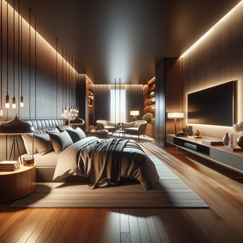 AI-generated image for: a realistic modern bedroom, cinematic