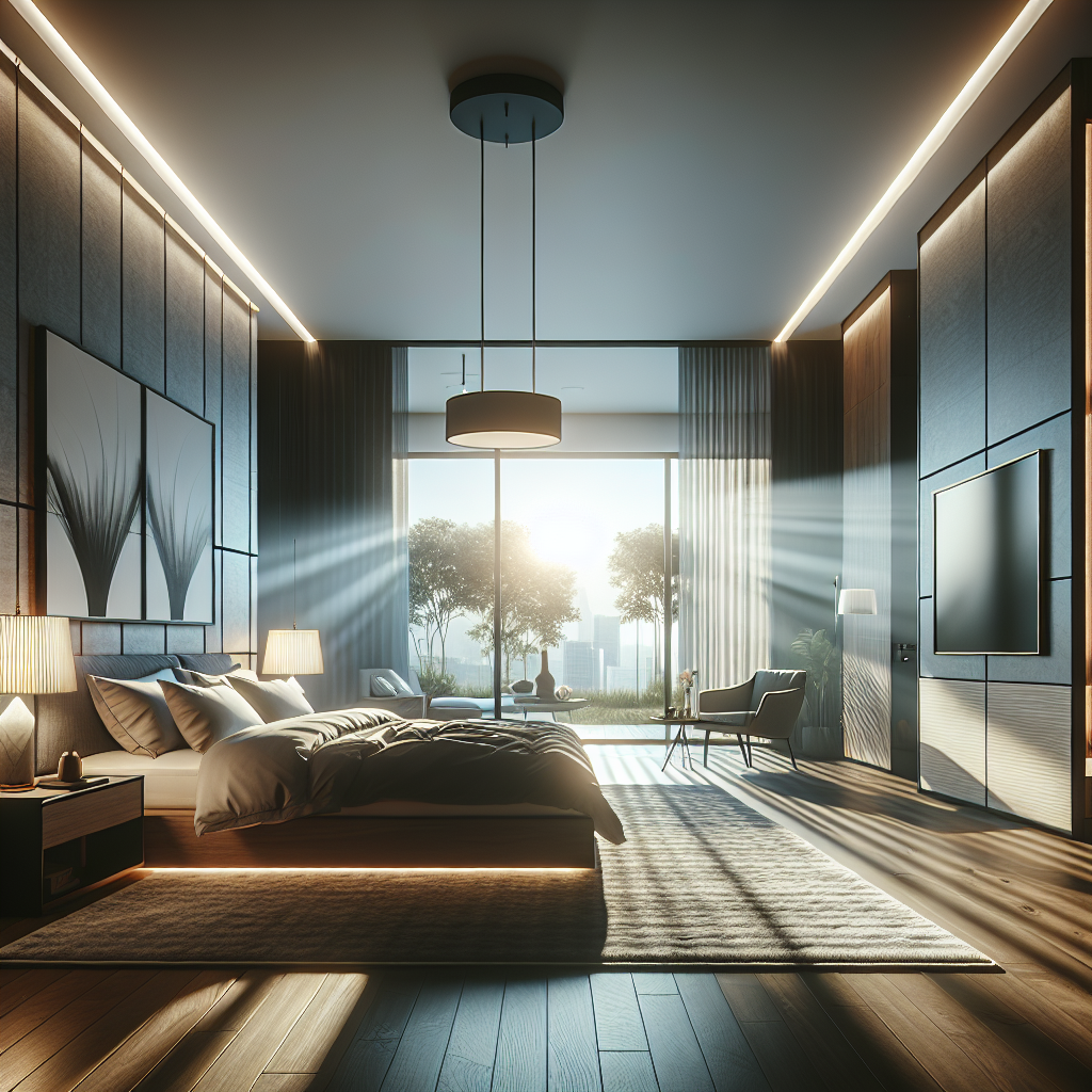 AI-generated image for: a realistic modern bedroom, cinematic