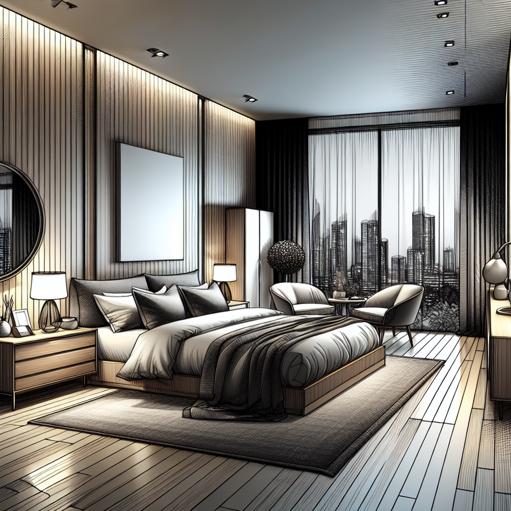 AI-generated image for: a realistic modern bedroom, cinematic