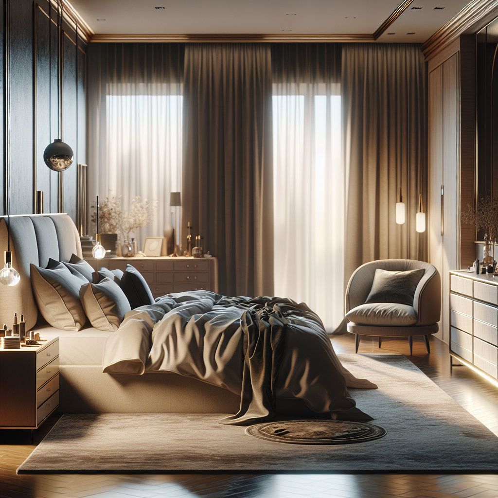 AI-generated image for: a realistic modern bedroom, cinematic