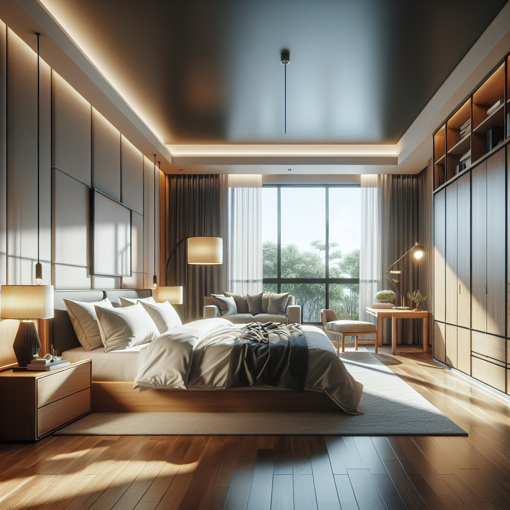 AI-generated image for: a realistic modern bedroom, cinematic