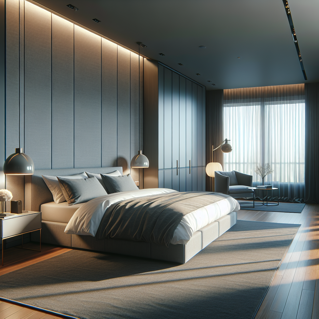 AI-generated image for: a realistic modern bedroom, cinematic