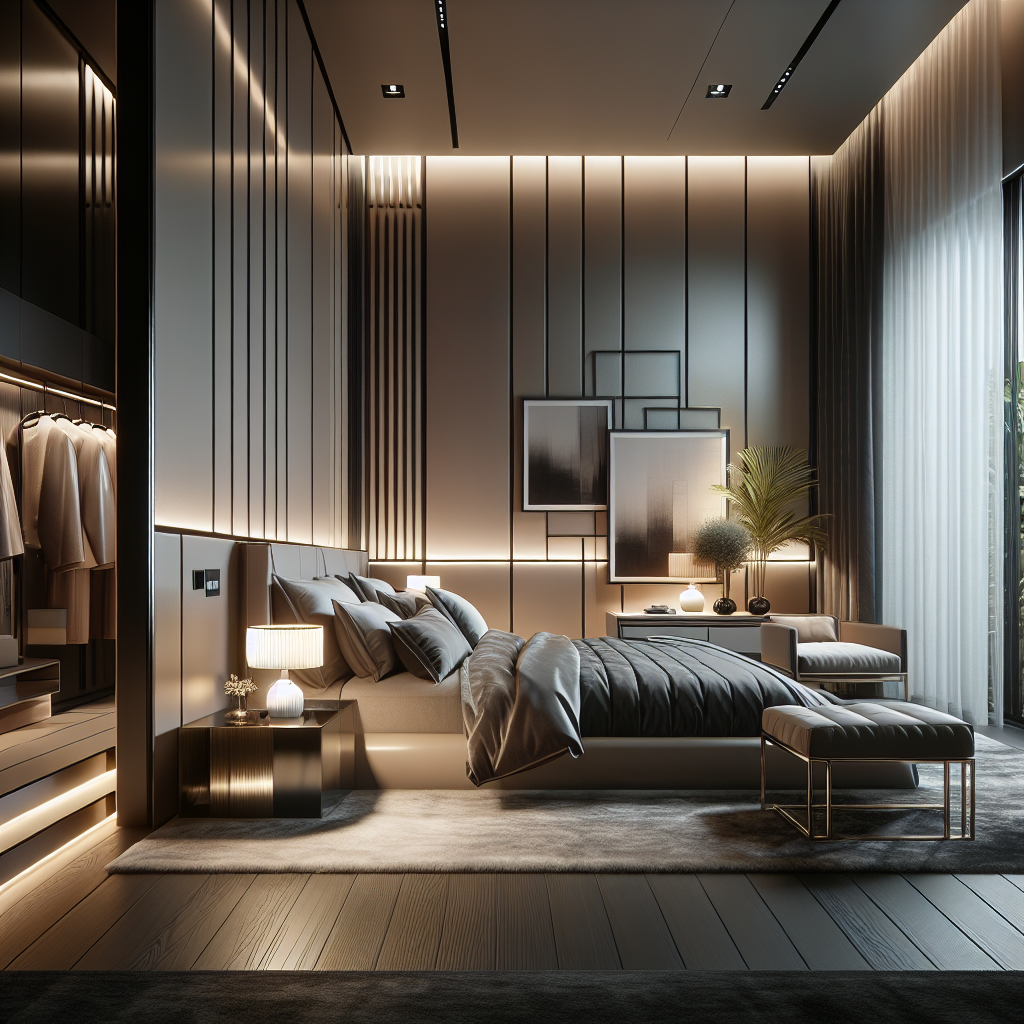 AI-generated image for: a realistic modern bedroom, cinematic