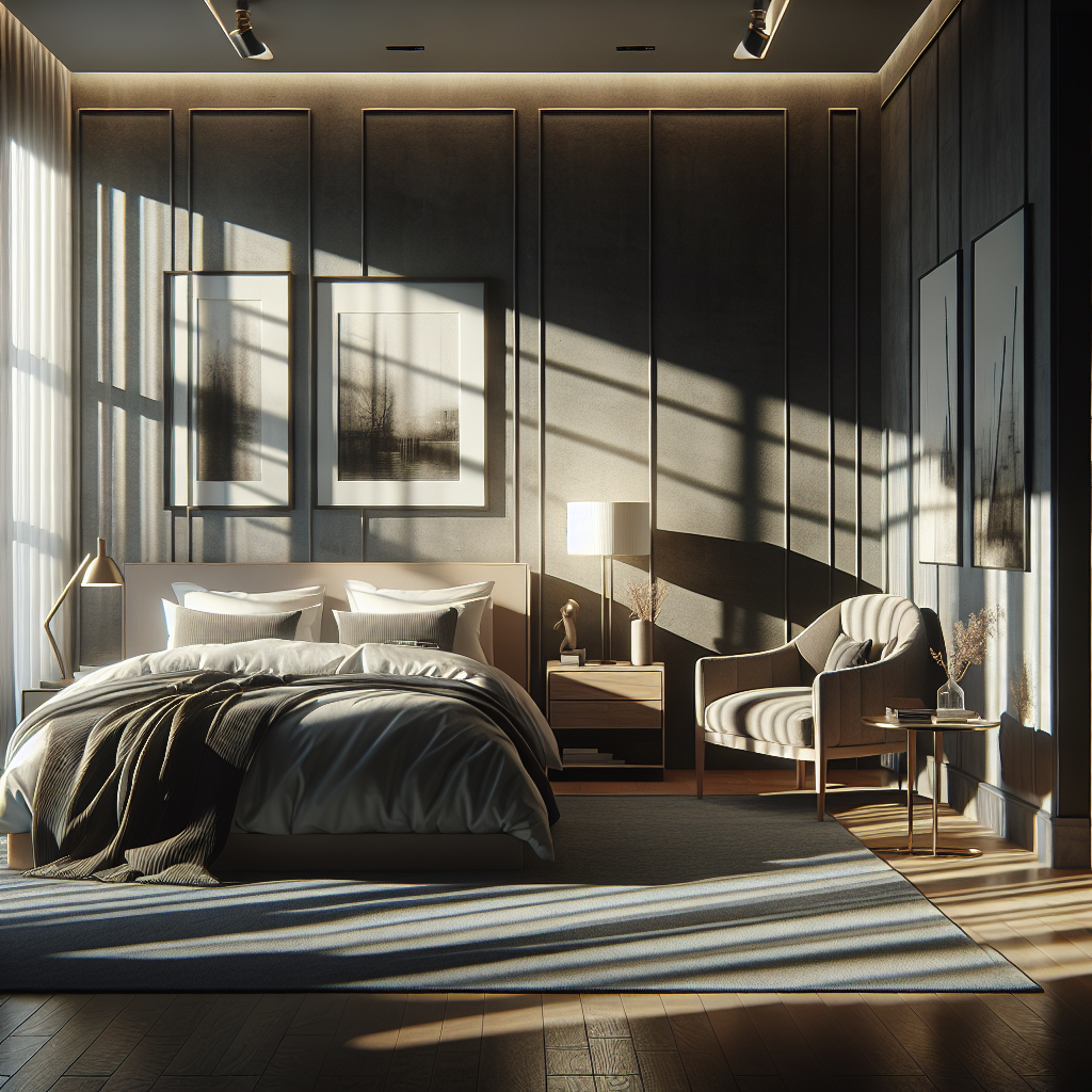 AI-generated image for: a realistic modern bedroom, cinematic