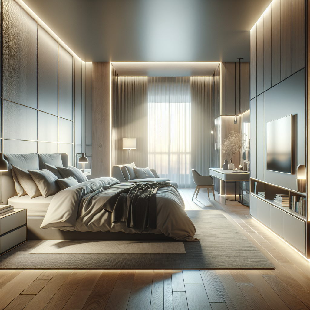 AI-generated image for: a realistic modern bedroom, cinematic