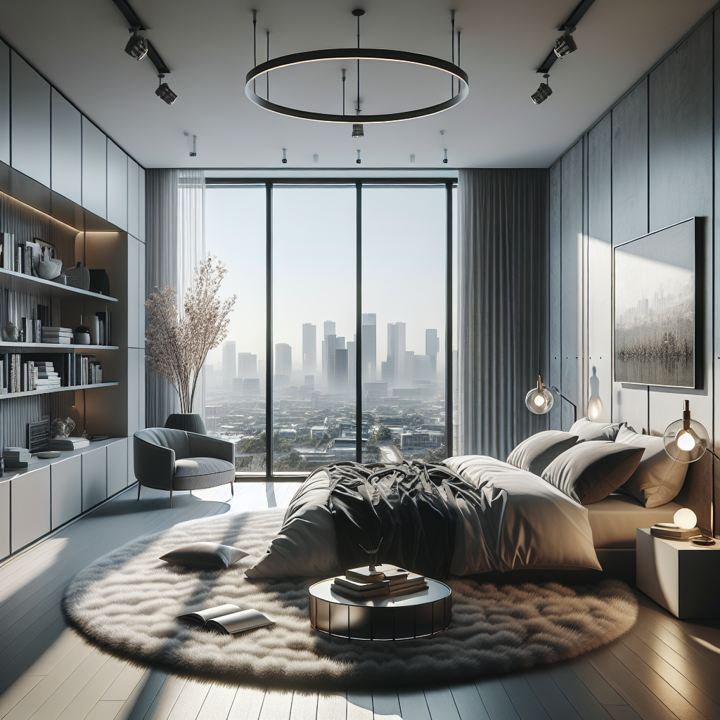 AI-generated image for: a realistic modern bedroom, cinematic