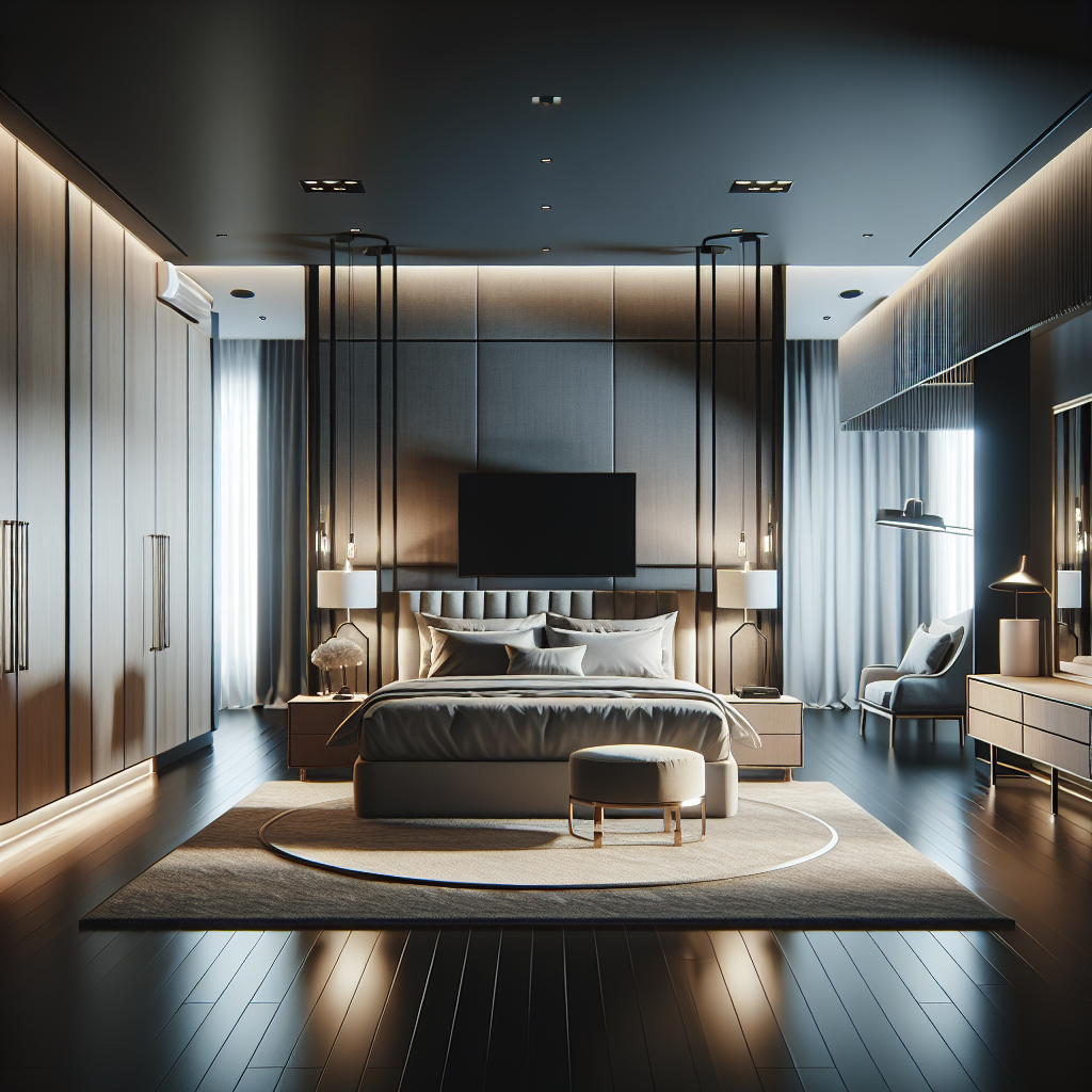 AI-generated image for: a realistic modern bedroom, cinematic